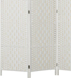 HOMCOM Room Divider, 3 Panel Folding Privacy Screen, 6FT Tall Portable Wicker Weave Partition Wall Divider for Bedroom, Home Office, White