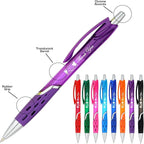 SyPen Personalized Ballpoint Pens With your Custom Logo or Text-300 Pack Bulk-for Businesses, Parties, and Events, Custom Printed, Vivid Colored Translucent Barrel, Click Pens, Black Ink, Pink Pens