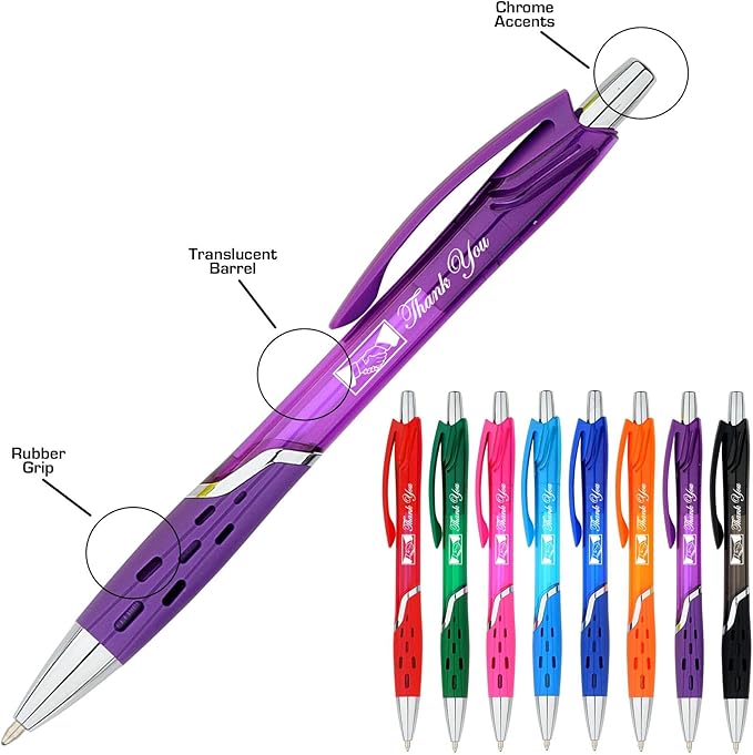 Personalized Ballpoint Pens With your Custom Logo or Text-300 Pack Bulk-for Businesses, Parties, and Events, Custom Printed, Vivid Colored Translucent Barrel, Click Pens, Black Ink, Light Blue Pens