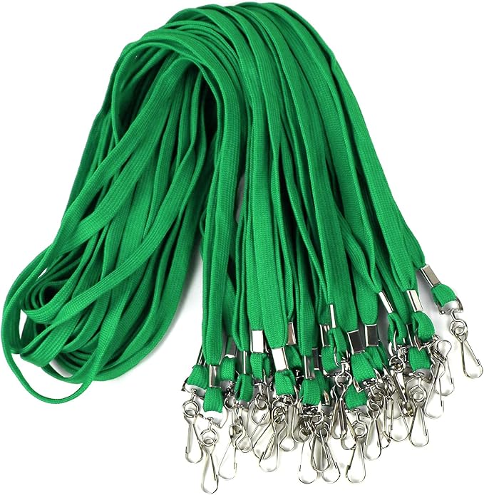 Ollain Badge Lanyards Flat Lanyard Swivel Hooks Neck Bulk lanyards with Clip 50 Pack