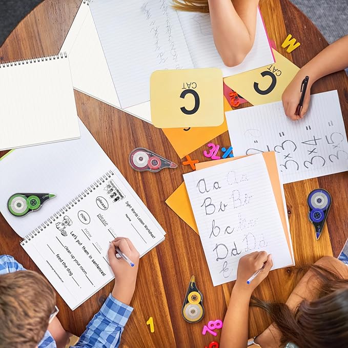 JEFURE 4 Pcs Colorful Correction Tape, 39.4 Ft White Wrong Out Tear-Resistant Bulk, Instant Corrections Easy To Use Applicator for School, Office, Note Taking, Journal (Tape Width 0.2 in, Clear)
