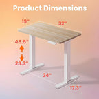 HUANUO 32" Small Electric Standing Desk Adjustable Height, 4 Memory Height Settings, Sit Stand Up Desk for Home Office & Computer Workstation, LightWalnut