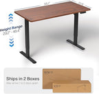 VIVO Electric 55 x 28 in Standing Desk, Memory Height Adjustment, 1B Series, Holds 220 lbs, One-Piece Dark Walnut Top, Black Frame, DESK-KIT-1B55D