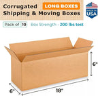 IDL Packaging - B-1866-10 Long Corrugated Shipping Boxes 18"L x 6”W x 6"H (Pack of 10) - Excellent Choice of Strong Packing Boxes for USPS, UPS, FedEx Shipping