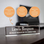 SignsByLITA Personalized Acrylic Desk Name Plate 2" x 8" - Office Desk Accessories Décor