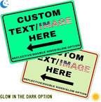 Custom Sign Outdoor Metal Large, Left or Right Arrow, 24''x18'' Glow in the Dark/Reflective Option, Personalized Address Plaque, Customize for Business Logo, Office, Home, Yard