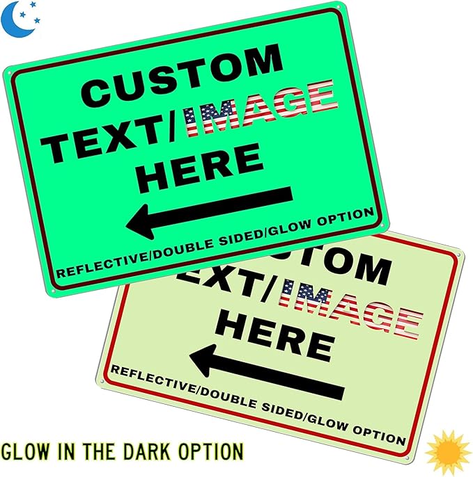 Custom Directional Arrow Sign Large, 20''x15'' Glow in the Dark/Reflective Option, Personalized Metal Address Plaque, Customize for Business Logo, Office, Home, Yard, Outdoor