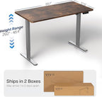 VIVO Electric 55 x 28 in Standing Desk, Memory Height Adjustment, 1B Series, Holds 220 lbs, One-Piece Rustic Vintage Brown Top, Gray Frame, DESK-KIT-1G55N