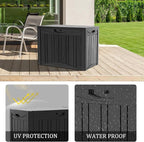 Yardgrace 50 Gallon Plus Outdoor Storage Box, Waterproof Resin Deck Box for Patio, Pool, and Garden, Lockable Bin for Cushions, Tools, and Accessories, UV-Resistant, Black