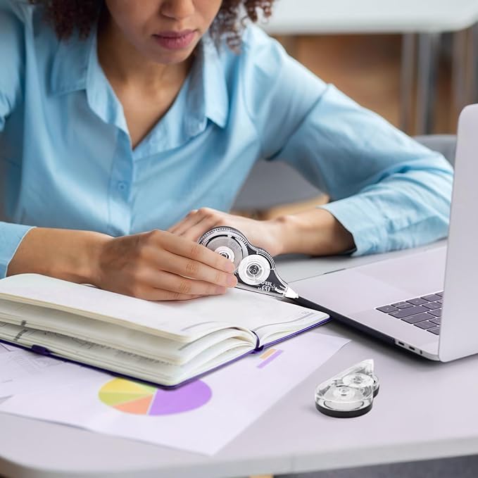 4 Pcs Correction Tape, 39.37 Ft White Wrong Out Tear-Resistant Bulk, Instant Corrections Easy to Use Applicator for School, Office, Note Taking, Journal (Tape Width 0.2 in，Clear)