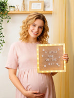 Changeable Felt Letter Board with LED Lights - 10×10" Message Custom Signs & Wood Stand & 450 Letters, Poster Board for Valentine's Day/Baby/Pregnancy Announcement/Classroom Wall Decor Gifts, Camel