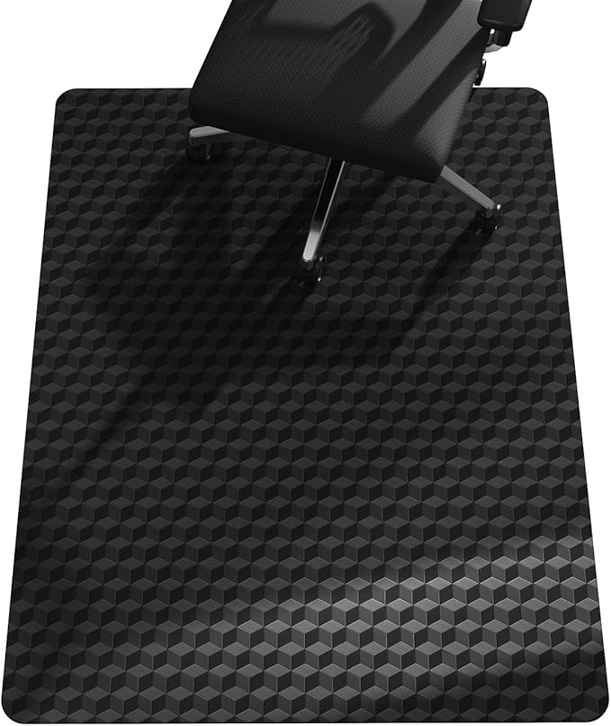 SALLOUS Chair Mat for Carpet 36" x 48" - 3D Geometric Chair Mat for Carpeted Floors, Heavy-Duty Carpet Protector Computer Desk Mat with Grips, Non-Slip Vinyl Floor Mat for Home Office, Black