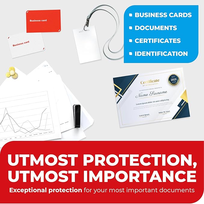 3MIL Thermal Laminating Sheets (150 Count) Letter Size, Photo, Card, Notecard, ID Badge and Business Card Sizes, Laminating Pouches, Compatible with Laminators, Crystal Clear Laminated Finish