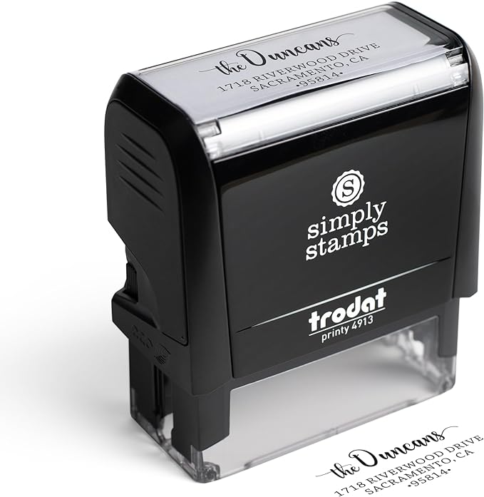 The Duncans Personalized Self-Inking Address Stamp | Envelope Return Address Stamp for Couples and Families | Custom Rubber Address Stamp (Large)