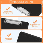 Black Clipboards, PANDRI 12 Pack Plastic Black Clipboards with Low Profile Clip 12.5 x 9 Standard Letter Size Clipboard for classrooms Office