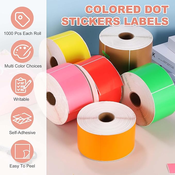 PATIKIL 1000Pcs Colored Coding Labels Stickers, 5x3 Inch Rectangle Inventory Stickers Self Adhesive Tags for Office Business Inventory Management Product Labeling Home Decor, Orange