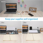 Varhomax Glass Desk Whiteboard with Calculator, Desktop Dry Erase White Board with Storage, to Do List Memo Notepad for Home and Office