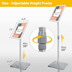 VAIIGO 8.5"x11" Pedestal Poster Sign Stand with Heavy Duty Base, Adjustable Sign Holder Standing Floor Sign Stand for Office,Store,School,Church,Public Sign Displayed Stands, Silver