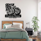 Custom US Flag Motorcycle Metal Signs Personalized Biker Name Sign Custom Garage Decor Motorbikes Wall Art Decor Motorcycle Sign Men Room Decorate Gifts for Men Husband Rider