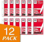 Kaisa loose Leaf Paper Filler Paper 150 Sheets 8"x10.5",Wide Ruled, 3-Hole Punched for 3-Ring Binders, Carton of 12pack