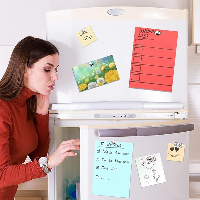 12Pack Fridge Magnets for Whiteboard Strong Refrigerator Magnets for Adult Small Push Pin Magnets for White Board Refrigerator Map Classroom Office Teacher Silver