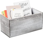 ExoLiry Rustic Gray Wood Mail Box Storage Holder File Organizer Tabletop Wooden Basket Letter Script Design Envelope Folder Decorative Container Desktop Home Office Entryway Bedroom Living Room
