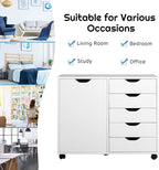 Giantex File Cabinet, Mobile Lateral Filing Cabinet with 5 Drawers &1 Door, Wheels, Rolling Storage Organizer for Home Office, Study Room (31”x 15.5” x 25.5”, White)