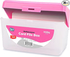 Enday Index Card Holder Pink, 3x5 Note Flash Card Organizer Case, Index Card File w/flip top, Notecard Recipe, Holder, Holds 250 Cards, Also Available in Purple, Red, Green, Blue, Grey (36 PC)