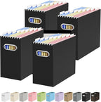 Oterri Cardboard File Organizer Box for Hanging File Folders Letter Size,File Box for Computer Desk,File Cabinet,Working Home,Office,Classroom（Black, Letter Size - 4 Packs）