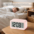 KESHIDE Travel Digital Alarm Clock Battery Operated with Indoor Temperature, Desk Small Clock,Snooze Model,12/24H Display for Bedrooms Heavy Sleepers Kids Travel Bathroom