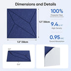 UNECHO 12 Pack 12" X 12" X 0.4" Acoustic Panels for Wall Sound Absorbing, P-Stripes Square Self-Adhesive Sound Panels, High Density Suitable for Multiple Scenarios(Sapphire Blue)