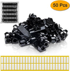 SOULWIT 50 Pcs Self Adhesive Cable Management Clips, Cable Organizers Sticky Wire Clips Cord Holder for TV PC Laptop Ethernet Cable Desktop Home Office (Black)