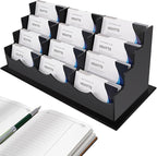 Vevitts Business Card Holder, Acrylic Business Card Display, Clear Desktop Business Card Stand for Exhibition, Home & Office Black 4 Tiers 12 Slots
