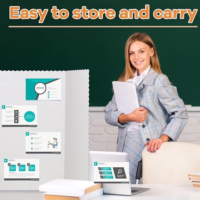 Ctosree 36 Pcs 48 * 36 Inch Tri Fold Poster Board Bulk, Science Fair Project Display Paperboard, Single Wall, Lightweight Presentation Board(White)