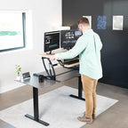 VIVO 42 inch Height Adjustable Stand Up Desk Converter, V Series, Quick Sit to Stand Tabletop Dual Monitor Riser Workstation, Light Wood Top, Black Frame, DESK-V000VLO