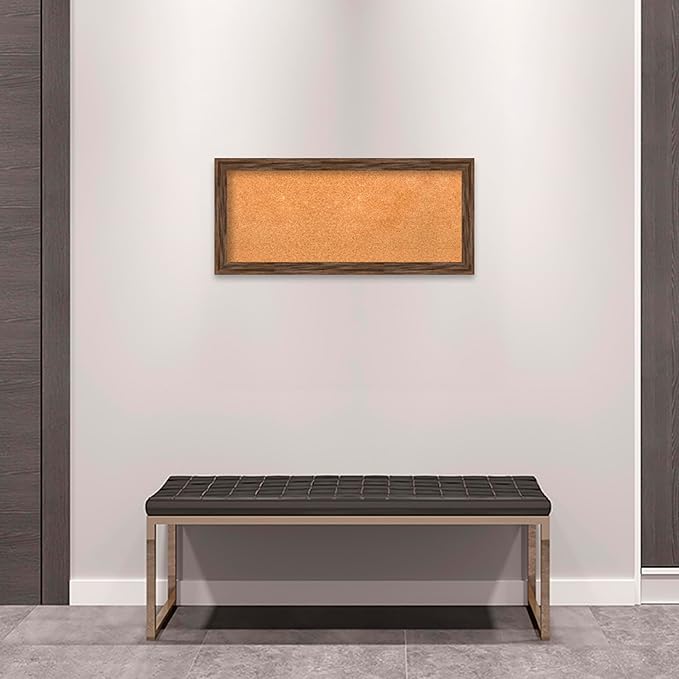 Amanti Art Natural Cork Board for Wall, 15x33 Vision Board with Brown Wood Frame, Medium Corkboard Office Decor for Home Organization, Rustic Farmhouse Corkboard Pinboard to display items for home