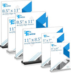 EHWINE 10 Pack Acrylic Sign Holder 8.5 x 11 Horizontal, Double-Sided Stand up Table Top Sign Holders, Clear Acrylic Picture Frame Menu Flyer Paper Holder Display Stand for Office Business Store Wedding Party