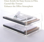 HeZone Acrylic Paper Tray Desk Organizers and Office Suplies Document Storage Enlarged Letter Tray Clear Paper Organizer (Large Horizontal)…