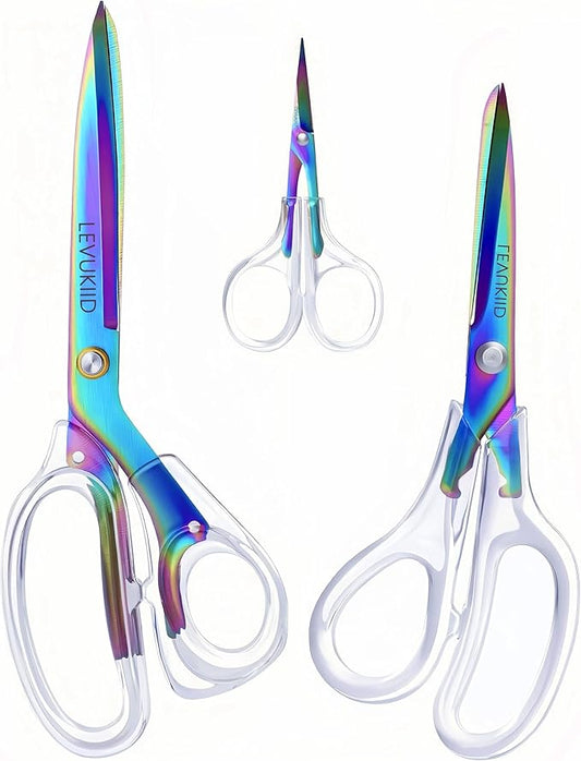9 Inch All Purpose Scissors for Adults - Ins Style Clear Handle, 2Cr13 Stainless Steel Sharp Blade - Ideal for Fabric Crafts, Tailor's Shears - All-Purpose Fabric Scissors, Crafting & Office