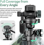 Ulanzi JJ06 Professional Camera Tripod Stand with Dual 360° Fluid Head, Dual Center Column, Ball Head, Quick Release Plate, Compatible with Arca for DSLR, Video