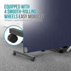 Steel-AID 50-inch Rolling Privacy Room Divider - Freestanding Office Wall Partition with Non See-Through Blackout Screen - Sturdy & Durable Iron Frame - Rolling Wheels - Black, White, Gray & Blue