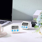 Weewooday 12 Pcs Digital Kitchen Magnetic Timer Bulk Classroom Count up Countdown Timer Large Digits Egg Loud Alarm Cute Desk Stopwatch for Teacher Kids Cooking Office(White,Stylish Style)