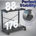 VIVO Large Mobile Adjustable 2-Tier PC Stand, Premium Gaming CPU Computer Tower and Mouse Storage, Rolling Floor Cart, Locking Caster Wheels, Black, CART-PC03P