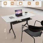 Goakwwuz Conference Room Table, Folding Conference Tables,Thicken Grey Tabletop,Flip Top Wooden Seminar Meeting Room Table for Conference Room Offices (2, Black Drawer, 55.1”)