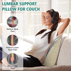 TANYOO Back Support Pillow for Recliner Soft Dual Layer Lumbar Support Pillow with Shredded Memory Foam Ergonomic Orthopedic Couch Lumbar Cushions for Elderly Lower Back Pain Relief Khaki