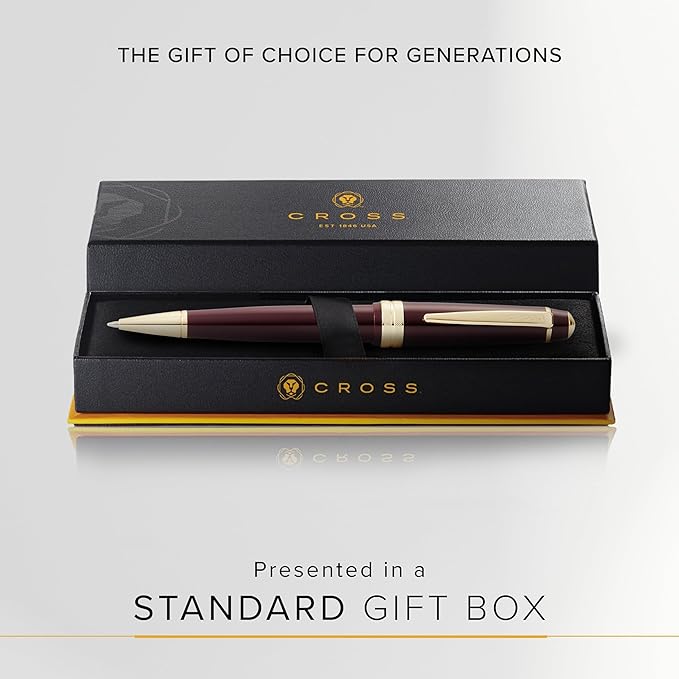 Cross Bailey Light Refillable Ballpoint Pen Presented in a Everyday Gift Box - Medium Point, Black Ink, Polished Burgundy
