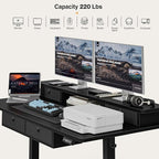 Grandder 47 x 28 inch Electric Standing Desk with 4 Drawers, Sit Stand Up Desk Adjustable Height with Storage Shelf for Home Office Ergonomic Adjustable Desk with Splice Board, Black