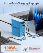 SAIPKYGS USB Charging Station (600W),12-Port USB C Charger Block with Dual 100W PD USB-C Fast Charging Station Hub for MacBook Pro/Air/All iPad Phone 17/16 15/14/13/Pro Max/Samsung Galaxy Note(Blue)