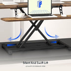 FLXISPOT 40in Standing Desk Converter, Height Adjustable Riser, Manual Lift with Gas Spring Monitor and Laptop Workstation, Rustic Color