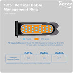 ICC 1.25” Plastic Cable Management Ring, Vertical, Rack or Wall Mount, Pack of 1 – Cable Organizer for Structured Wiring and Data Center Racks